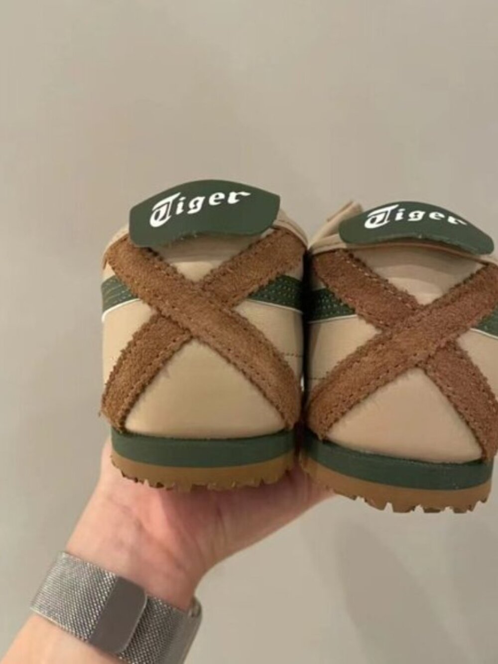 Men’s Onitsuka Tiger Mexico 66 Cream Brown Green Retro Sneakers - Picture 4 of 9